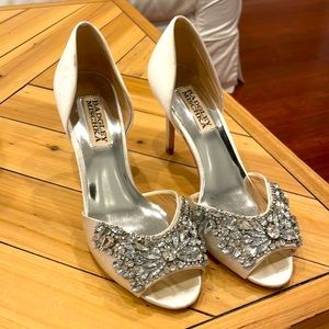 Badgley mischka size 5 1/2 . White shoes .